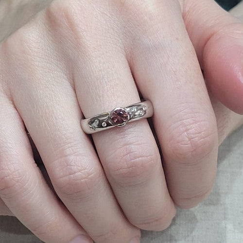 Bague 54 Bague - Tourmaline rose et diamants en or blanc 18k 58 Facettes TA230
