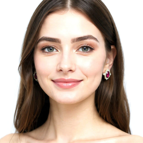 Boucles d'oreilles Boucles d’oreilles en or jaune 18 ct avec rubis et diamants 58 Facettes 68/26 A