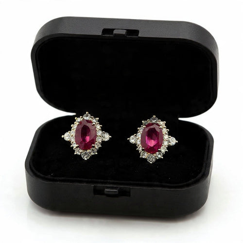 Boucles d'oreilles Boucles d’oreilles en or jaune 18 ct avec rubis et diamants 58 Facettes 68/26 A