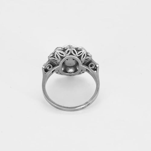 Bague 51 Bague marguerite début XXe en platine, perle fine et diamants 58 Facettes GAP1897X2-1