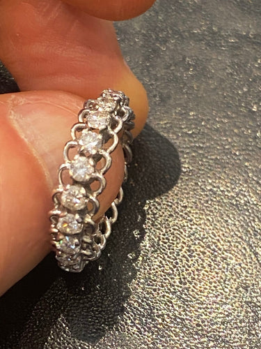 Bague 48 Alliance américaine - Bague en or blanc 750 et diamants 1,30 ct 58 Facettes LP224
