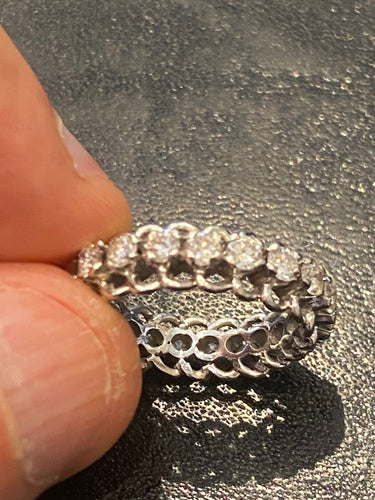Bague 48 Alliance américaine - Bague en or blanc 750 et diamants 1,30 ct 58 Facettes LP224
