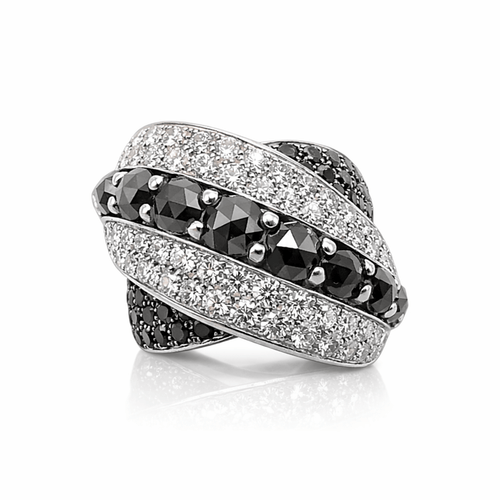 Bague 60 Bague bandeaux croisés en or blanc 18 carats sertie de diamants 58 Facettes Bague or et diamants