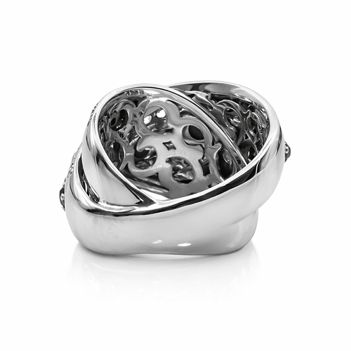 Bague 60 Bague bandeaux croisés en or blanc 18 carats sertie de diamants 58 Facettes Bague or et diamants