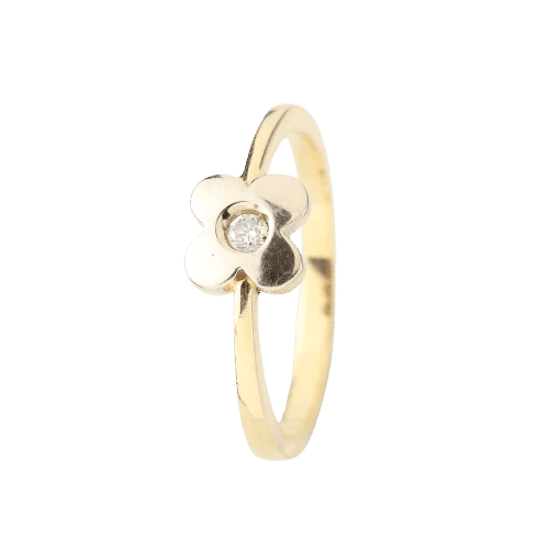 Bague 57 Bague motif floral en or jaune 18 carats et diamant taille brillant 58 Facettes 129540B