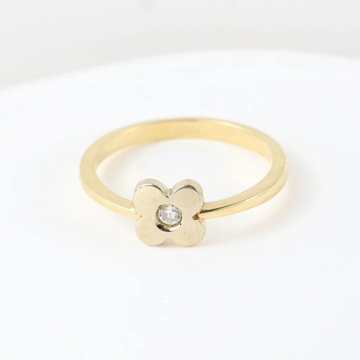 Bague 57 Bague motif floral en or jaune 18 carats et diamant taille brillant 58 Facettes 129540B