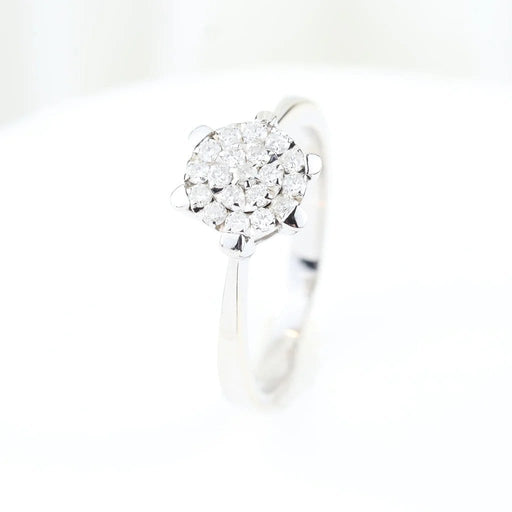 Bague 57 Bague rosette en or blanc 18 carats et diamants taille brillant 0,28 ct 58 Facettes 159/24K
