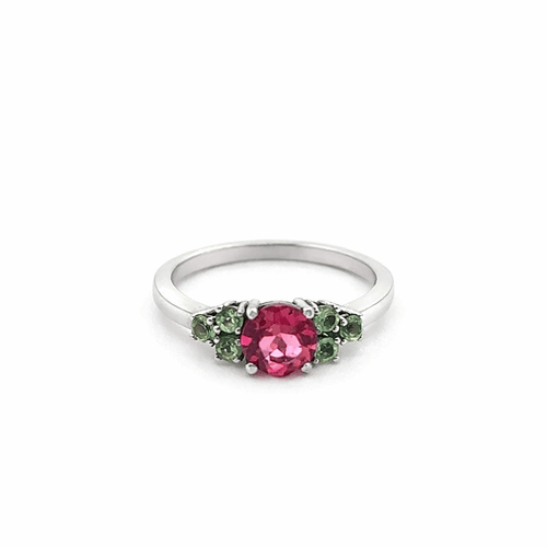 Bague 51 Bague vintage en or blanc 18 carats avec tourmaline ovale et péridots 58 Facettes 50346