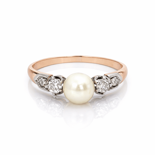 Bague 52 Bague classique en or 18k avec perle et diamants 58 Facettes 50117