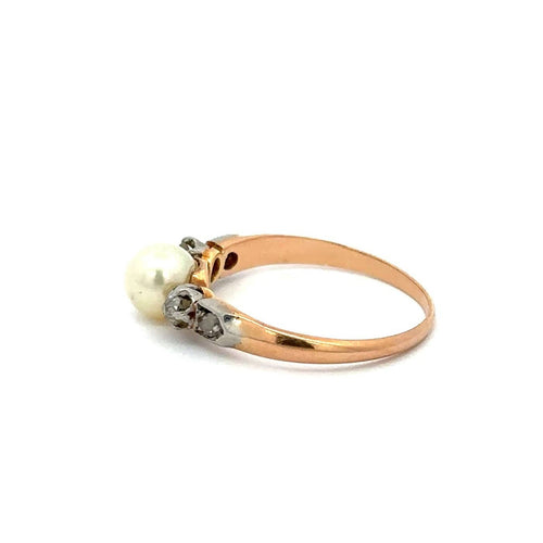 Bague 52 Bague classique en or 18k avec perle et diamants 58 Facettes 50117