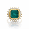Bague 51 Bague en or jaune 18k avec émeraude colombienne et diamants 58 Facettes 50418
