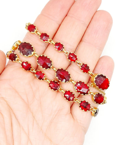 Collier Collier antique en or 18 carats aux grenats de Perpignan (circa 1920) 58 Facettes A06698