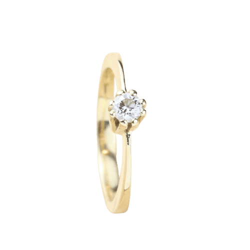 Bague 55 Bague solitaire en or jaune 18 carats avec diamant taille brillant 58 Facettes 130003