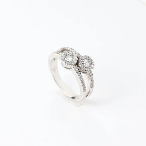 Bague 57 Bague « Toi et Moi » en or blanc 18 carats avec diamants 58 Facettes 146/23
