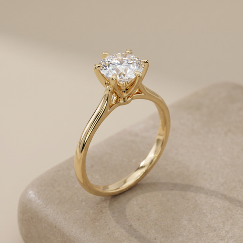 Bague 49 Bague en or jaune 750 avec diamant solitaire 1,014 ct 58 Facettes 1501