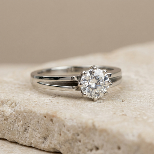 Bague 58 Bague en or blanc avec diamant solitaire 1 ct 58 Facettes 1188