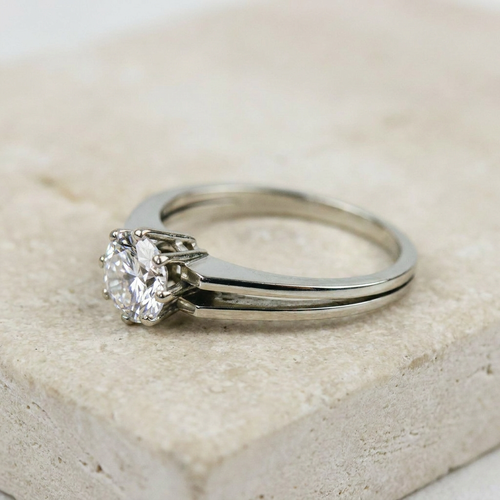 Bague 58 Bague en or blanc avec diamant solitaire 1 ct 58 Facettes 1188