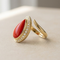 Bague 55 Bague en or jaune 18 carats, corail et diamants 58 Facettes 1853