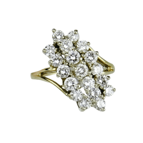 Bague 55 Bague en or jaune 14 carats et diamants 58 Facettes 1561