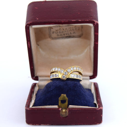 Bague 51 Bague en or jaune 18 kt avec diamants 58 Facettes AN576 '(00119)