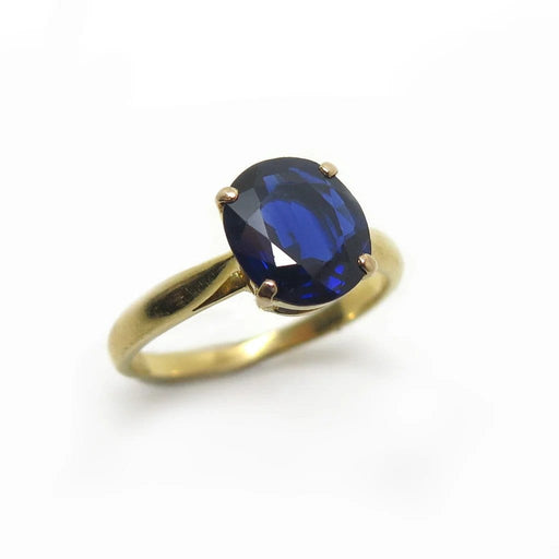 Bague 55 Bague solitaire en or jaune 18 carats et saphir bleu 58 Facettes