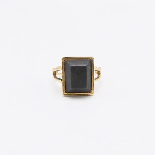 Bague Bague victorienne - Touchstone en or jaune 18 carats et pierre noire 58 Facettes