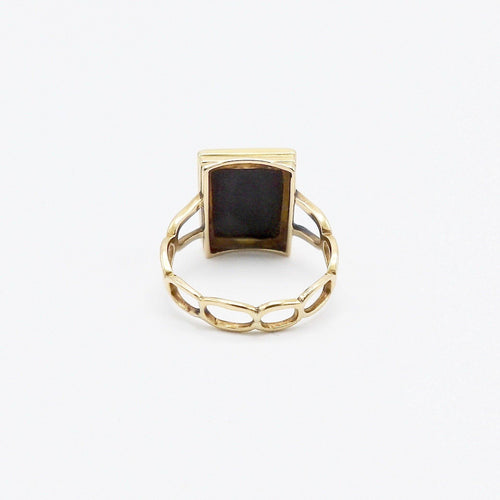 Bague Bague victorienne - Touchstone en or jaune 18 carats et pierre noire 58 Facettes