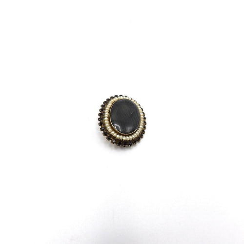 Broche Broche victorienne de deuil en or 14K avec cheveux, perles et jais 58 Facettes