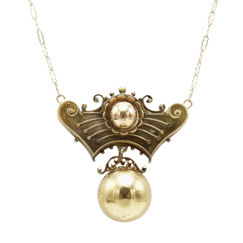 Collier Collier pendentif revival étrusque en or jaune et or rose 14 carats 58 Facettes