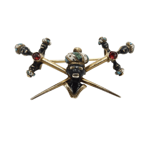 Broche Broche Blackamoor italienne époque géorgienne en argent doré et grenats 58 Facettes