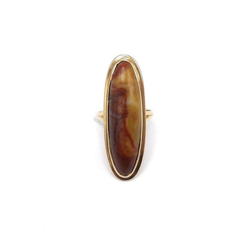 Bague Bague victorienne en or 18 carats et agate cabochon 58 Facettes