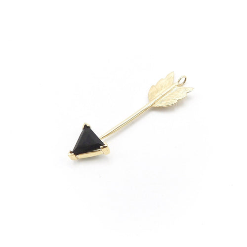 Pendentif Signature - Pendentif flèche en or 14K et tourmaline verte 58 Facettes