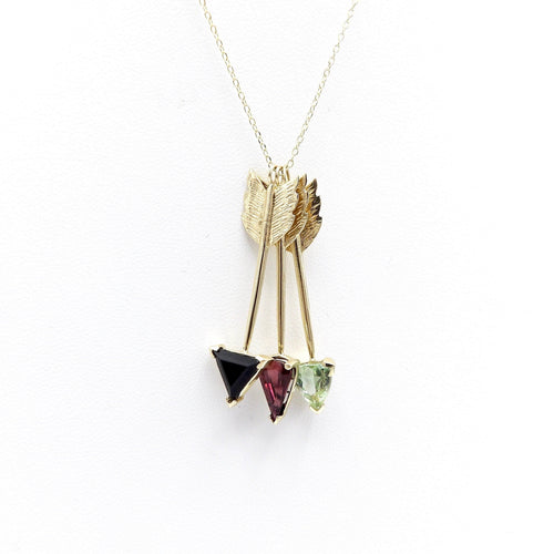 Pendentif Signature - Pendentif flèche en or 14K et tourmaline verte 58 Facettes