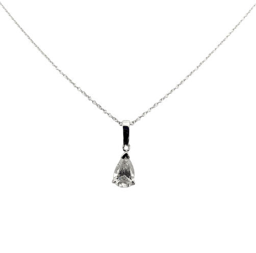 Collier Collier - Pendentif diamant poire 0,66 ct en or blanc 18k et 14k 58 Facettes