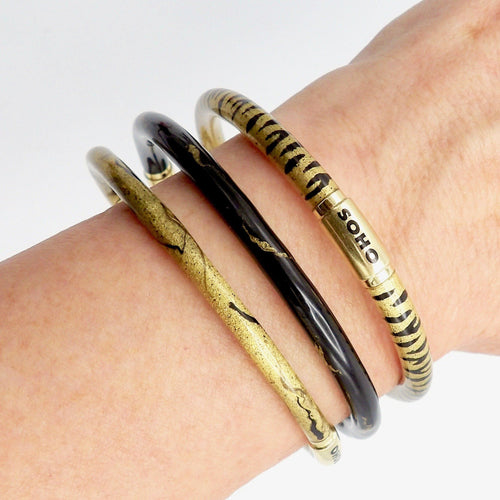Bracelet SOHO - Bracelet jonc en or 18K et émail 58 Facettes