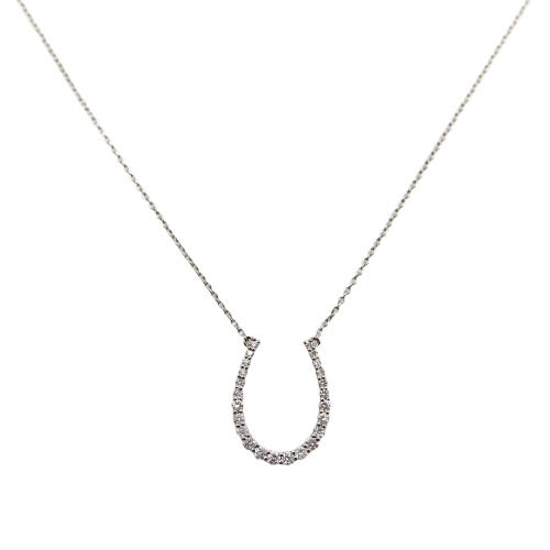 Collier Pendentif fer à cheval - Collier en or blanc 14K et diamants 58 Facettes A20035