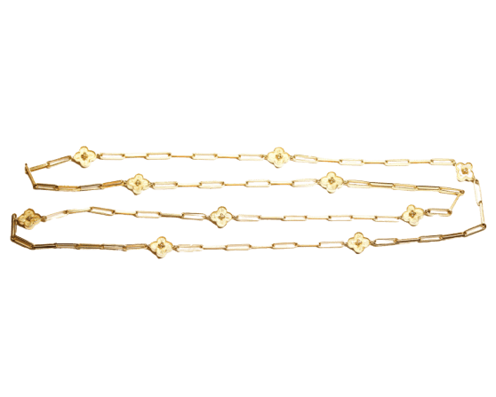 Collier Sautoir - Maille fleur et allongée en or jaune 58 Facettes A11993