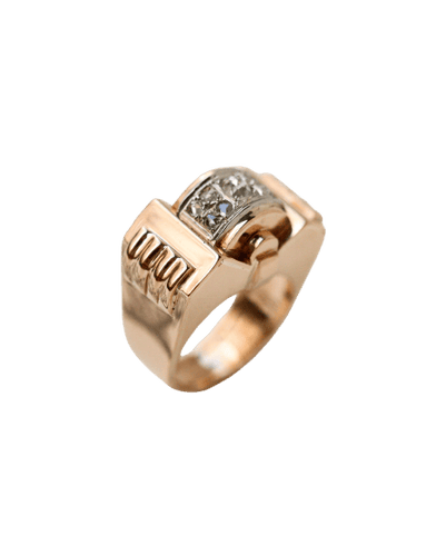 Bague 57 Bague Tank - Bague en or jaune et diamants 58 Facettes A11970