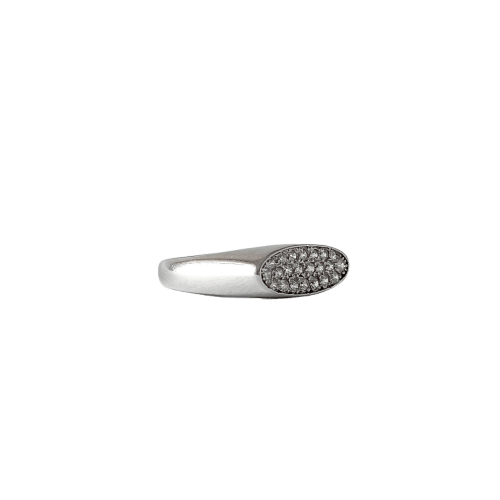 Bague 57 Bague pavée de diamants en or gris 58 Facettes