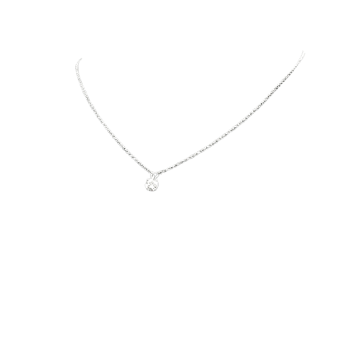 Collier SENIA - Collier solitaire en or blanc 18K avec diamant 58 Facettes UKA000073GM