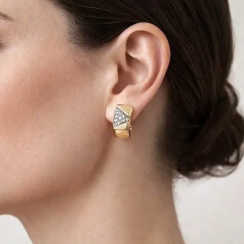 Boucles d'oreilles Boucles d'oreilles - Motif géométrique en or jaune 18 kt et diamants 58 Facettes OR208 '(00919)