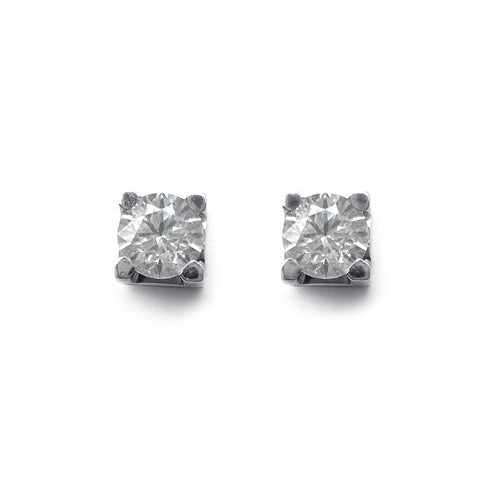 Bague Boucles d’oreilles solitaires - Diamants taille brillant en or blanc 18 kt 58 Facettes UKD364478GM