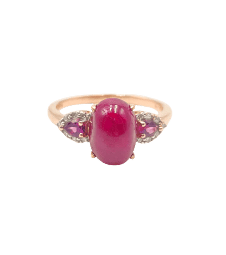 Bague 55 Bague en or rose avec rubis, grenats et diamants 58 Facettes