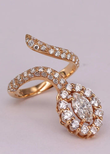 Bague 54 Bague serpent marquise en or jaune et diamants 58 Facettes P154
