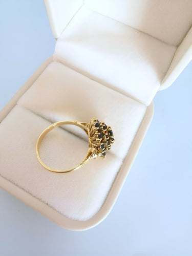 Bague 53 Bague marquise en or jaune 18K sertie de grenats 58 Facettes 1769