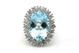 Bague 55 Bague contemporaine en or blanc 18 carats, aigue-marine et diamants 58 Facettes 23247