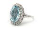 Bague 55 Bague contemporaine en or blanc 18 carats, aigue-marine et diamants 58 Facettes 23247