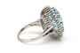 Bague 55 Bague contemporaine en or blanc 18 carats, aigue-marine et diamants 58 Facettes 23247