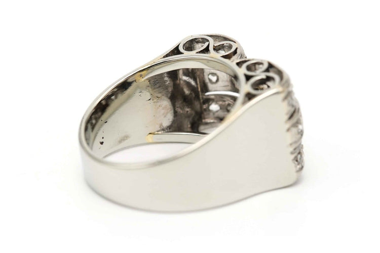 Bague 52 Bague Art déco sertie de diamants en or blanc 18 carats 58 Facettes 23386
