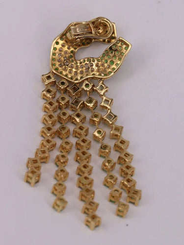 Boucles d'oreilles Boucle d'oreille - Or jaune 18k, saphirs verts, tsavorites et diamants 58 Facettes 2983